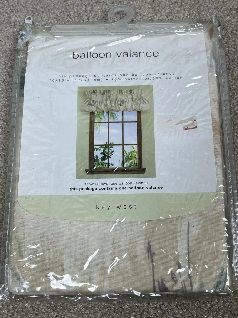 NOS Balloon Valance Key West Floral Coastal 70x16 New USA Made Cottagecore Farm